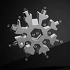 3PCS18-in-1 Snowflake keychain Multi-Tool Screwdriver, Stainless Steel Die Casting 18-1 Multitool Snow Tool 