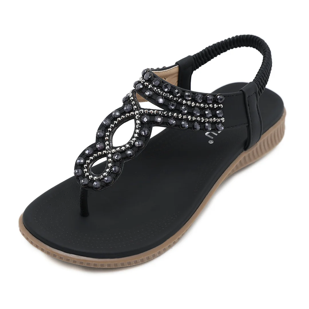 Sandals Bohemian Rhinestone Comfort Round Toe Seaside Vacation Plus Size