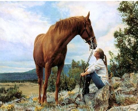 

Woman With Her Horse – Paint By Numbers - 40*50CM, 501 Original