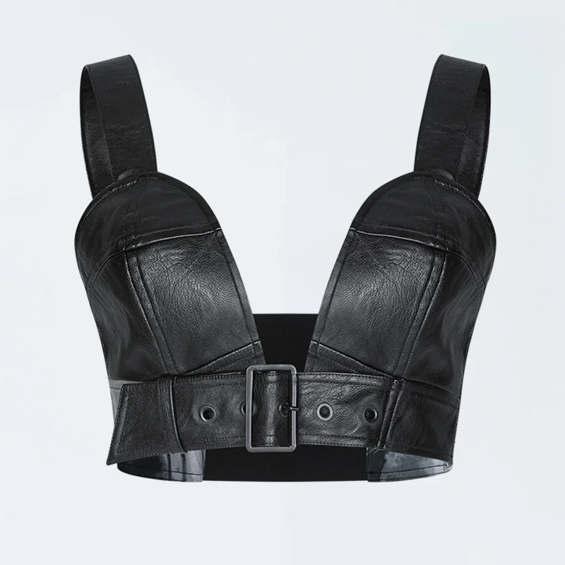 Multi-way leather camisole top