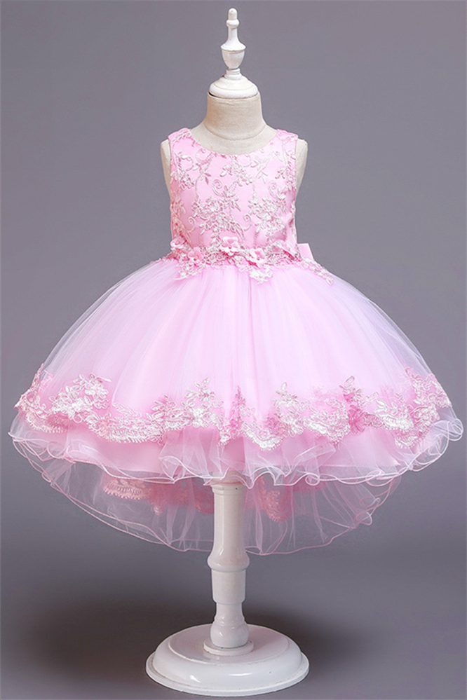 Beautiful Lace Appliques Flower Girl Dress Tulle Bowknot Online - lulusllly