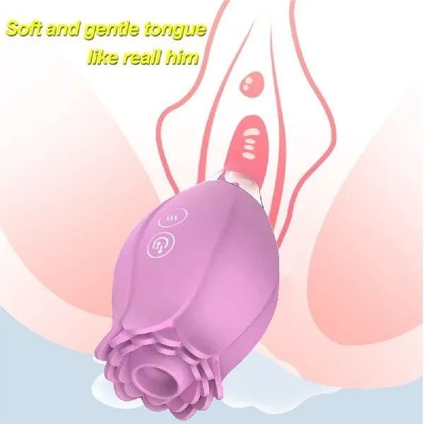Rose Shape Sucking Vibrator G-spot Sucker Vibrator-10 Gears 7 Suction Female Rose Toy-5