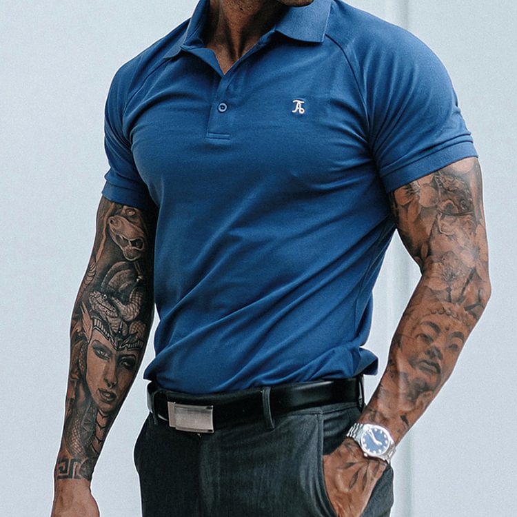 Letter Embroidered Slim Polo Shirt
