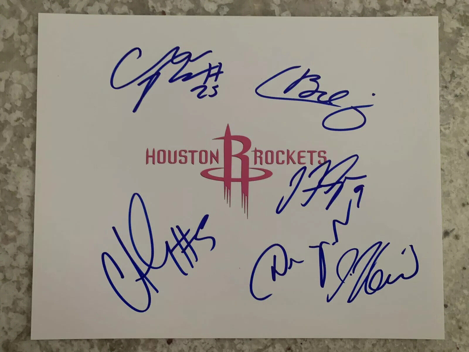 2011-12 Houston Rockets signed 8X10 Team Logo Photo Poster painting By 6 Parsons Dragic Budinger