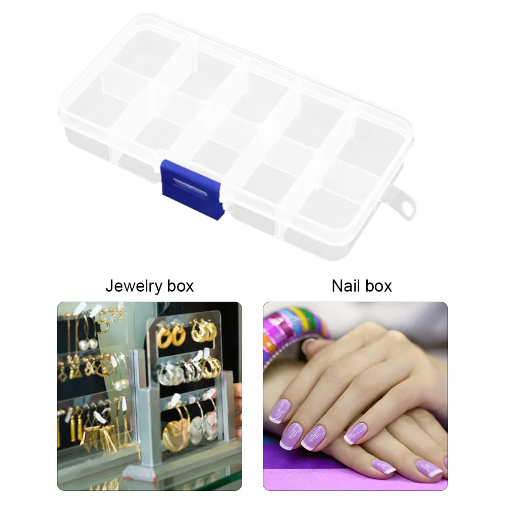 10 Grids Compartments Plastic Transparent Organizer Diamond Storage Box