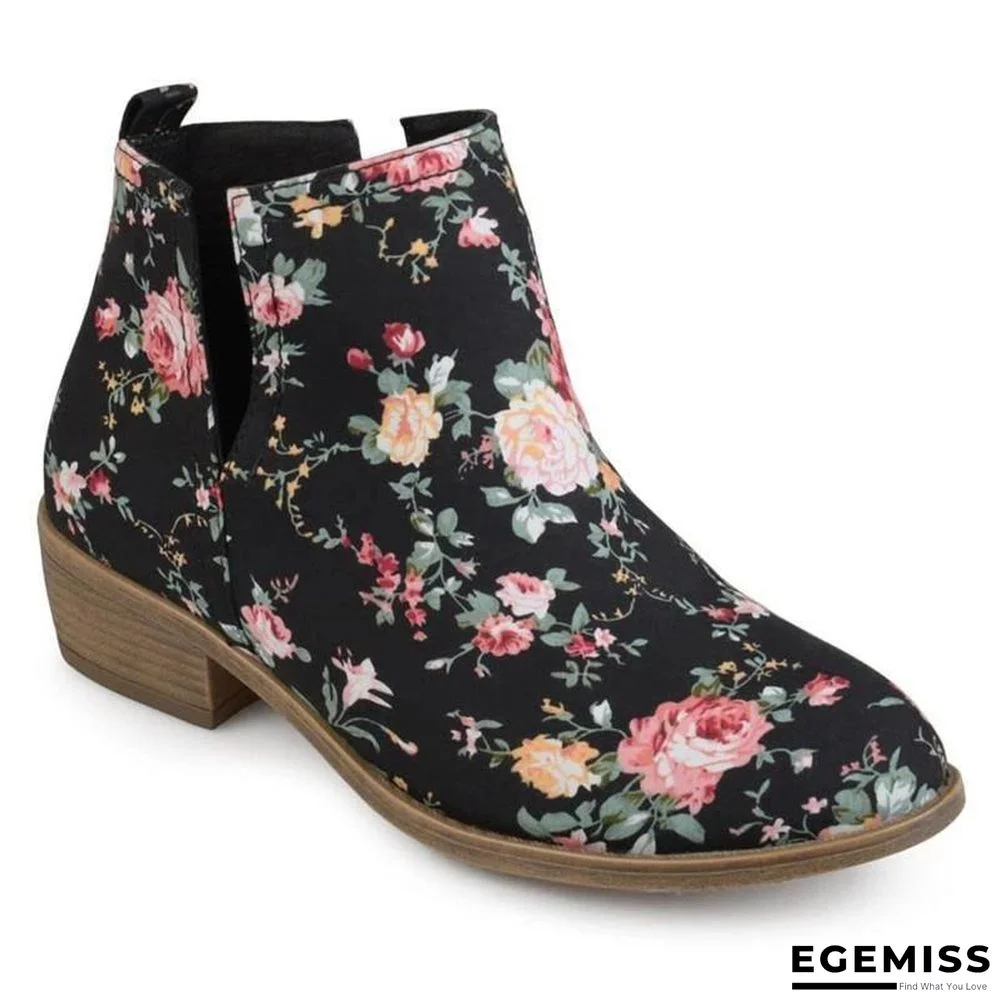 Elegant Floral Slip-On Ankle Boots | EGEMISS