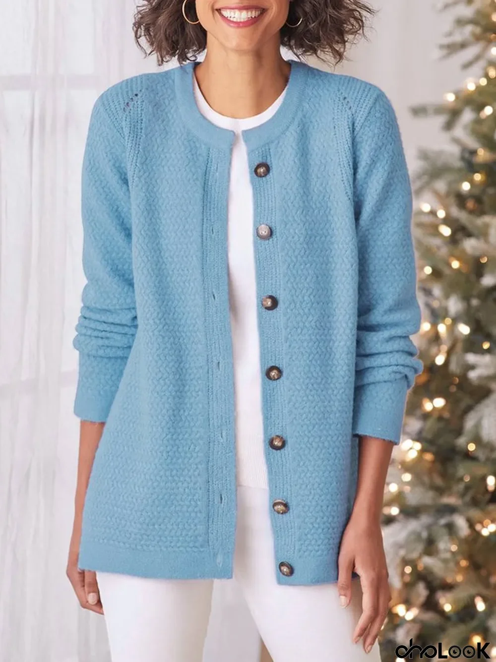 Crew Neck Loose Sweater Coat