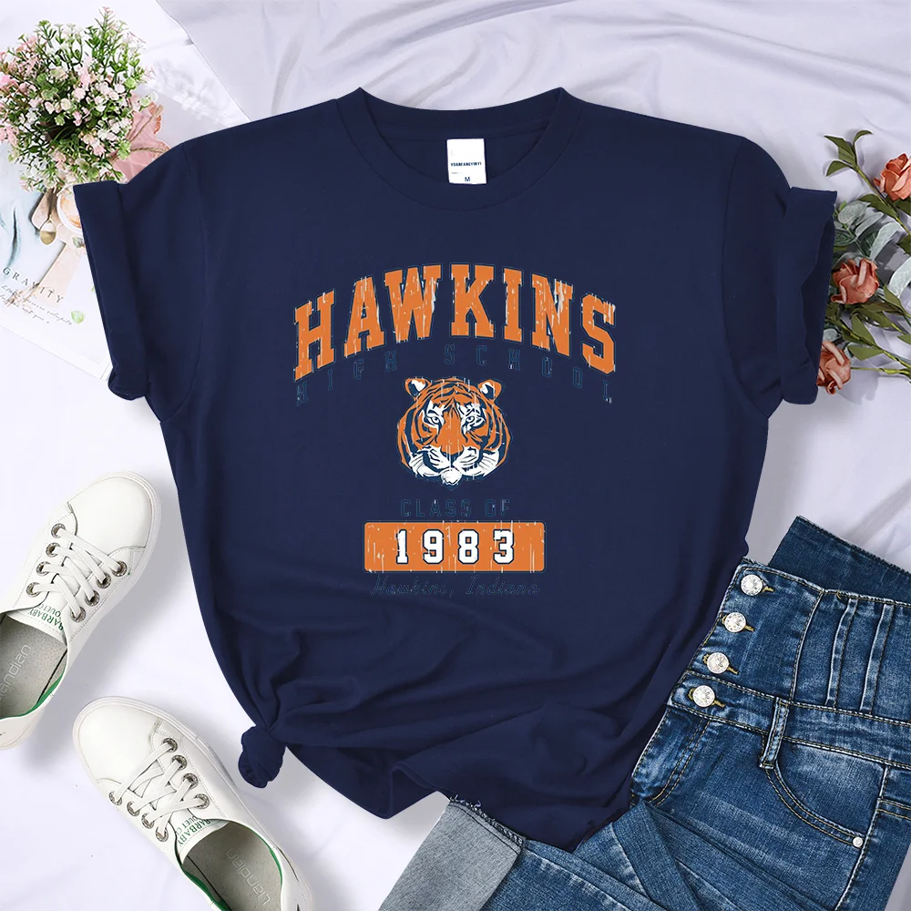 Hawkins High School Class Of 1983 Womens T-Shirts Breathable Casual Tshirt Cute Harajuku Short Sleeve Fashion T Shirts Female