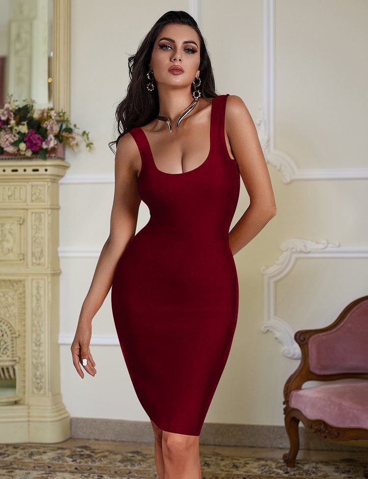 Double Strap Backless Mini Bandage Dress SF536