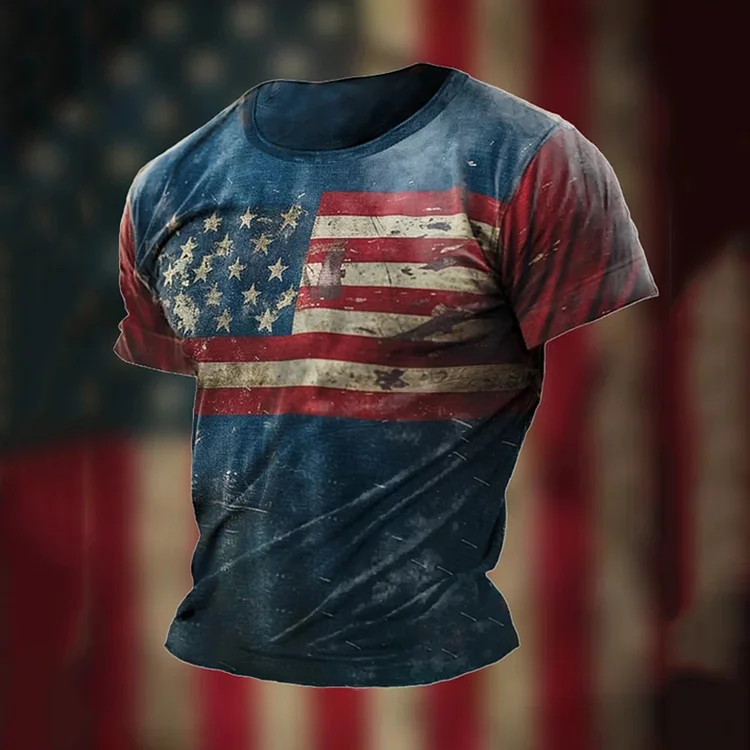 Comstylish Men's Vintage American Flag Declaration of Independence Print T-Shirt
