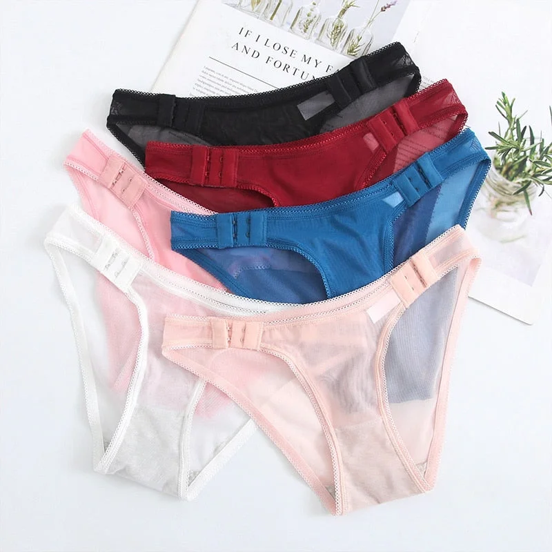 Adjustable Buckle Panties Women Low-Rise Briefs Underwear Sexy Lace 6 Color Underpants Lovely Girl Secret Intimates Lingerie