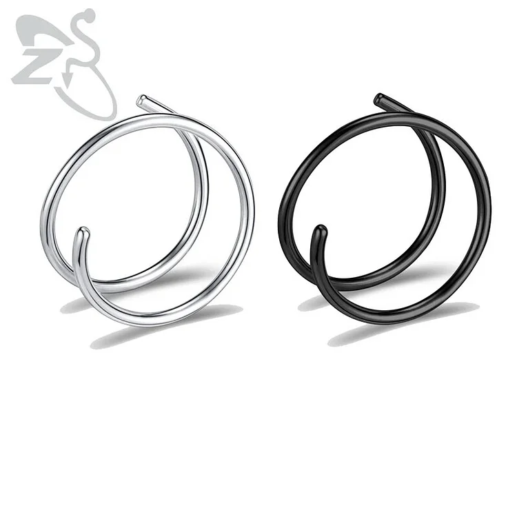 2-4pcs/lot 20G Nose Ring Cuff For Women Men Surgical Steel Double Left or Right Single Nose Ring Ear Helix Tragus Piercings