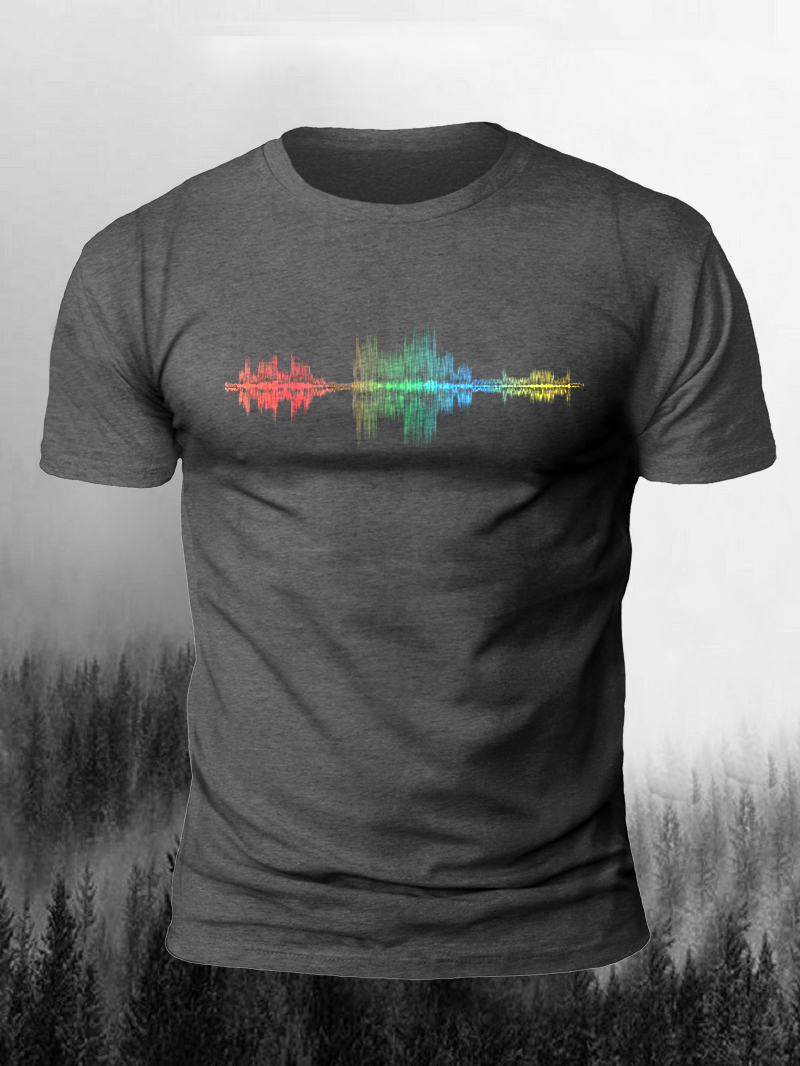 Men's Colorful Music Wave Short-Sleeved Shirt