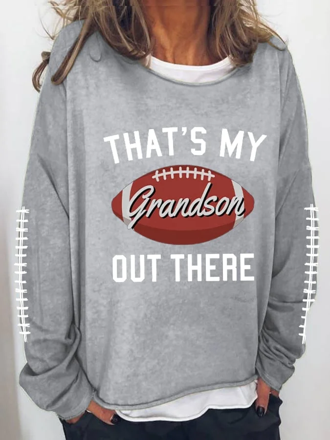 Women's That's My Grandson Out There Football Lover Casual Long-Sleeve T-Shirt socialshop