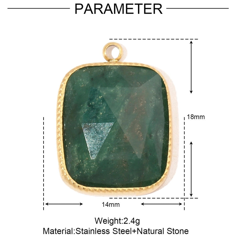 3 PCS/Package 13 * 15mm 14*18MM 15*17mm Titanium Steel Natural Stone Rhinestones Zircon Pentagram Square Pendant Jewelry Accessories