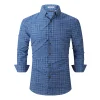 Men's Printed Long Sleeve Plaid Shirt