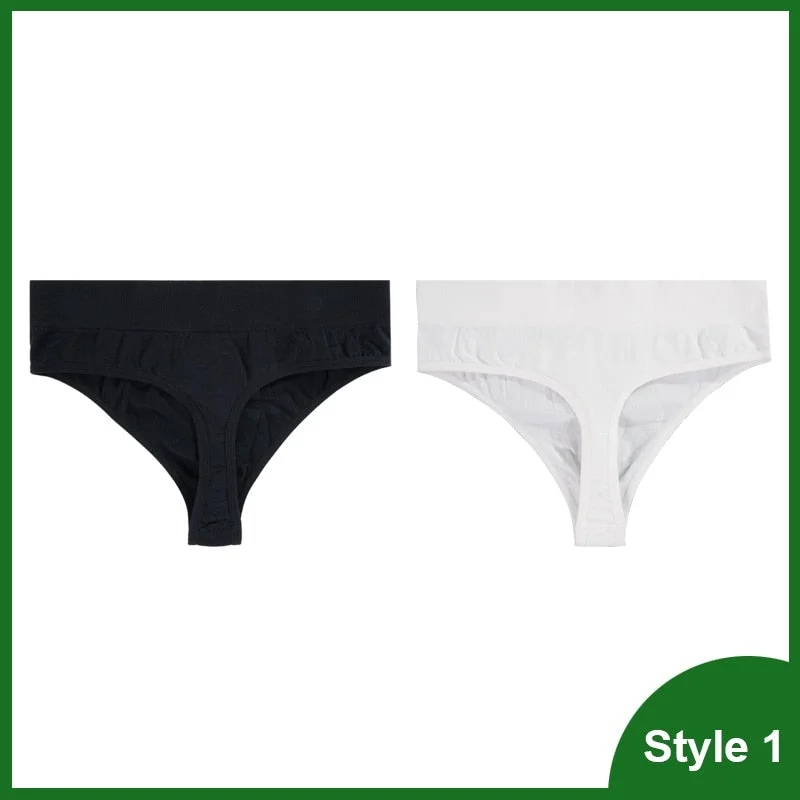 Sexy Thongs Panties Women G-String Female Underpants Solid Color Comfortable T-back Female High-Rise Wide Side Thong 1/2PCS