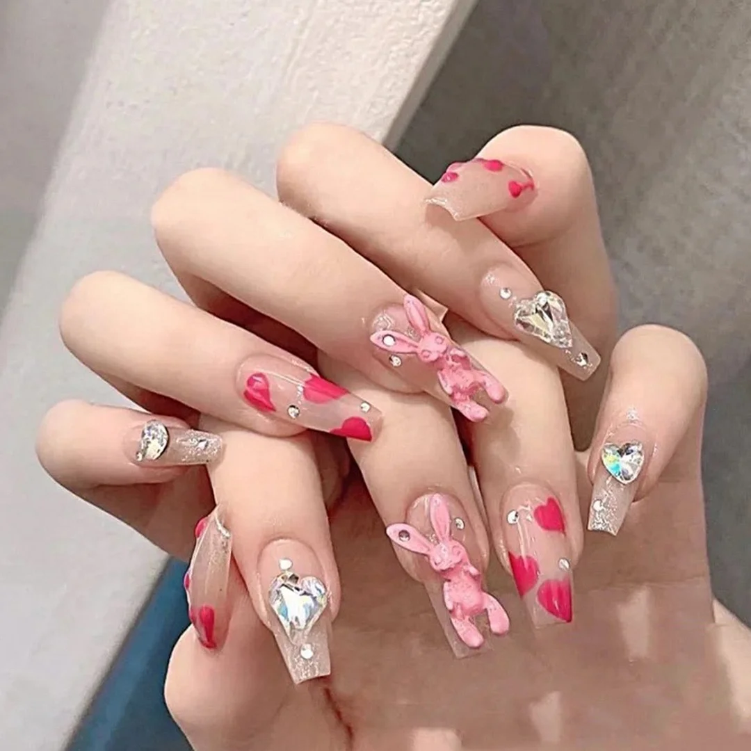 Long Coffin False Nails Aurora Butterfly with designs French Ballerina fake Nails wearable nail stickers Full Cover Nail Tips-Nail Inspo