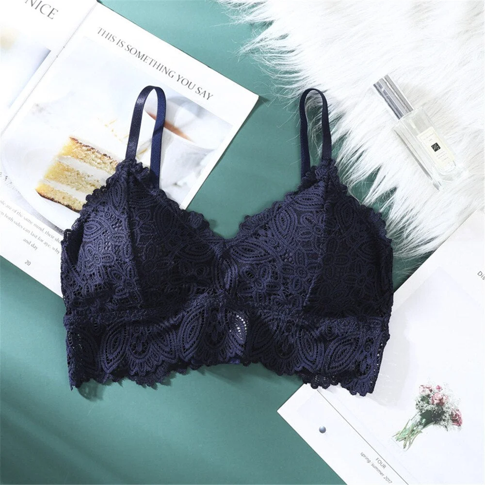Fashion Women Lace Bralette Seamless Bras Sexy Beauty Back Tube Tops Girls Underwear Gathered Bras Hollow Out