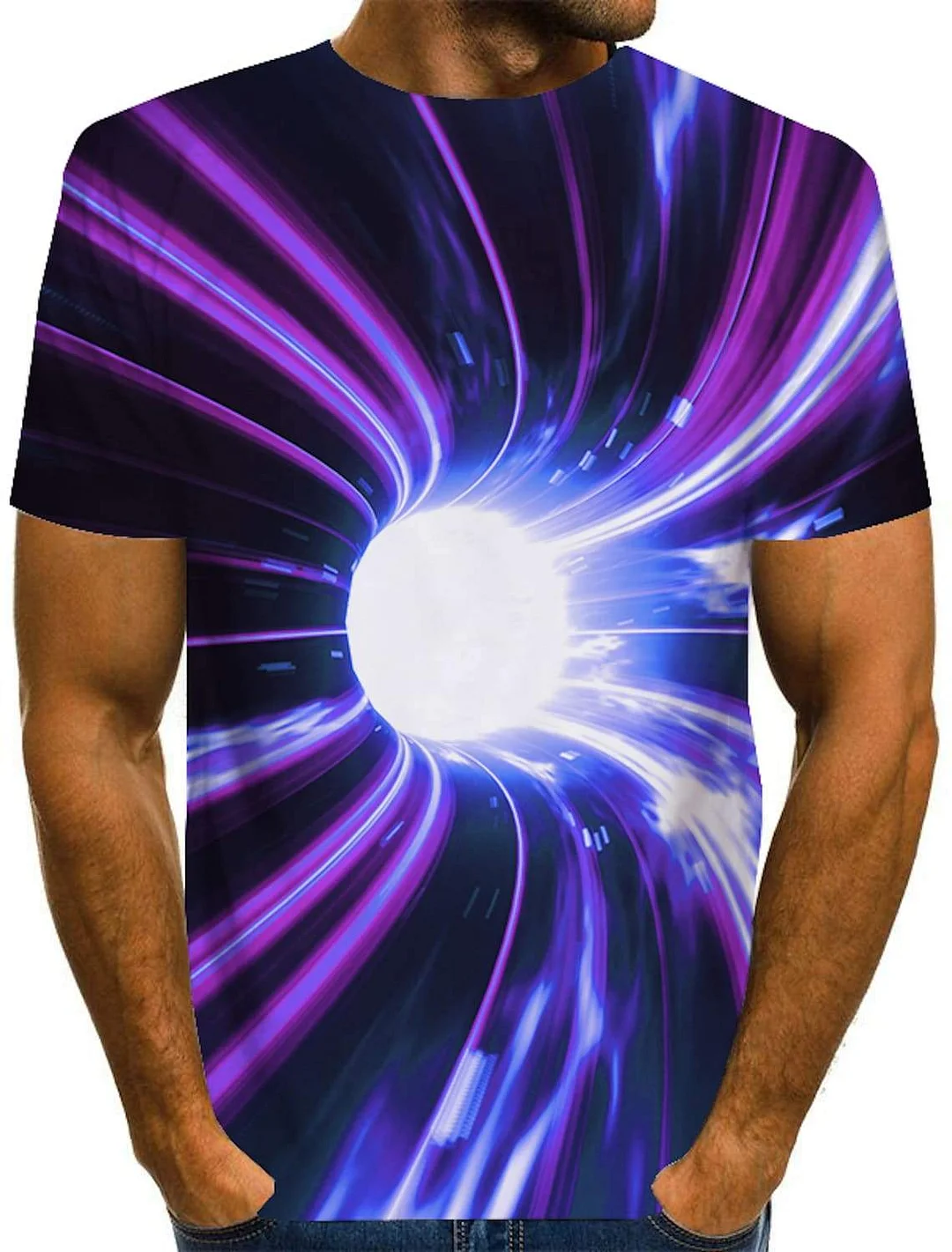 Men's Tee T-Shirt 3D Print Graphic Optical Illusion Print Short Sleeve Daily Tops Basic Exaggerated Round Neck