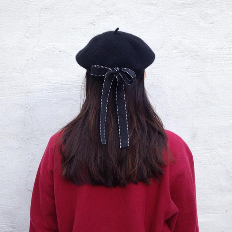 Vintage Bow Beret Hat - Modakawa Modakawa