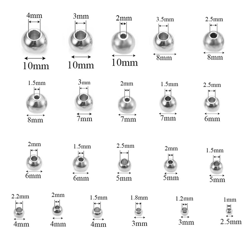 50 PCS/Package 304 Stainless Steel Solid Color Beads