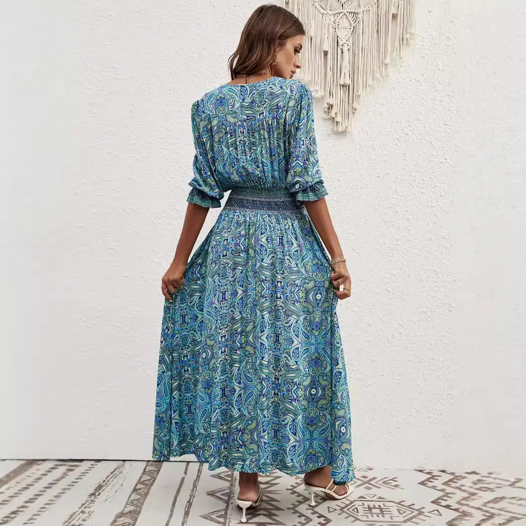 Women's Paisley Print Maxi Dress
