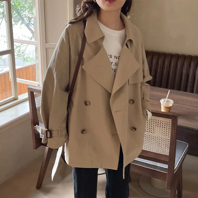 Uveng Uveng Medium Long Wind Coat Women Spring And Autumn High-Level Hepburn Popular British Style Long-Sleeved Top