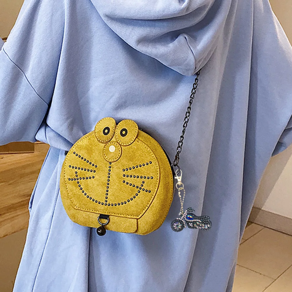 Motorcycle Special Shaped DIY Bright Diamond Painting Kit Keychain for Bag(Double Side)