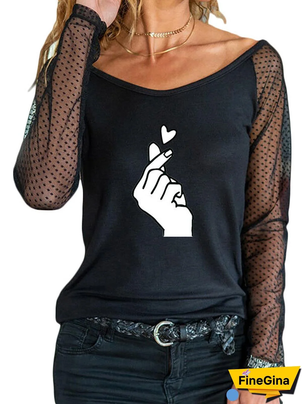 Women's Long Sleeve Scoop Neck Floral Printed Gradient Tops