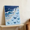(30x40cm)DIY Pearl Painting Framed Seaside Butterfly Handmade Pearl Material Art Kit Living Room Decor