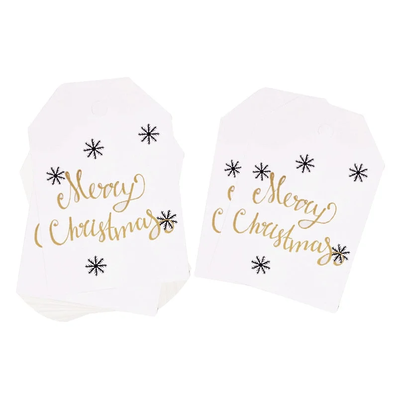 50pcs Merry Christmas Tags Kraft Paper Card Gift Label Tag DIY Hang Tags Gift Wrapping Decor Gift Card Christmas Favors Supplies