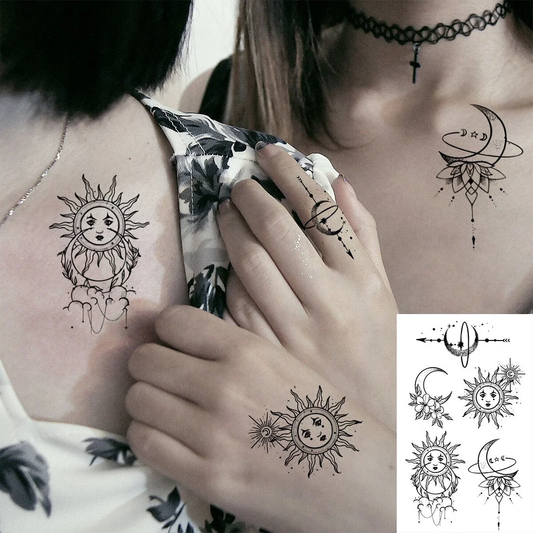 Lotus Mandala Flower Deer Sexy Temporary Tattoos For Women Neck Back Adult Geometric Tribe Fake Tattoo Body Art Waterproof Tatoo