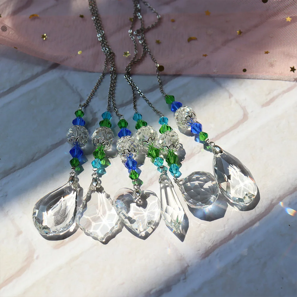 DIY Crystal Glass Clear Chandelier Pendant Faceted Prism Part Hanging Decor