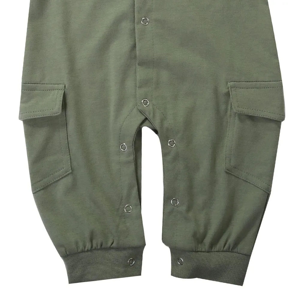 2019 Brand New Newborn Toddler Baby Boy Children Clothes Rompers+Hat Cap Jumpsuit Outfits Green Pilot's Coat 2Pcs Outfits