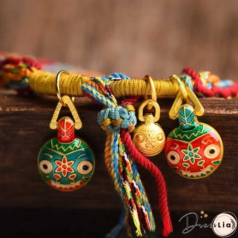 Handwoven Tibetan Style Cotton Rope Reincarnation Jewelry Bracelet Swallowing Gold Beast Hand Rope Bracelet