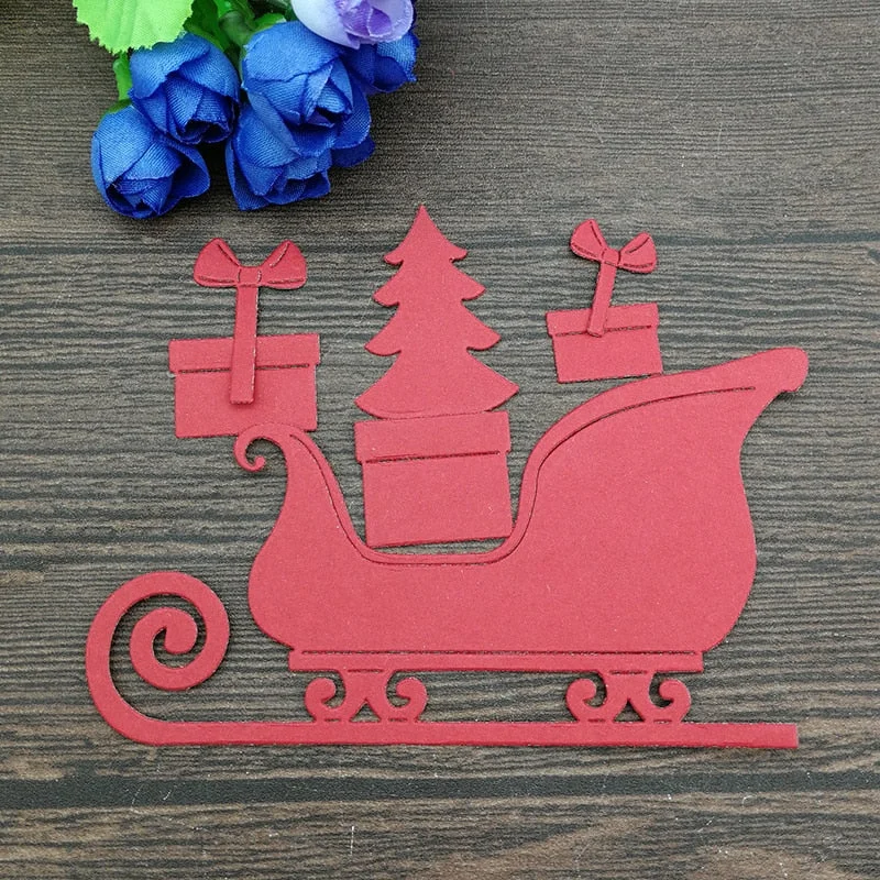 8Pcs Christmas sleigh Metal Cutting Dies For DIY Scrapbooking Album Embossing Paper Cards Decorative Crafts