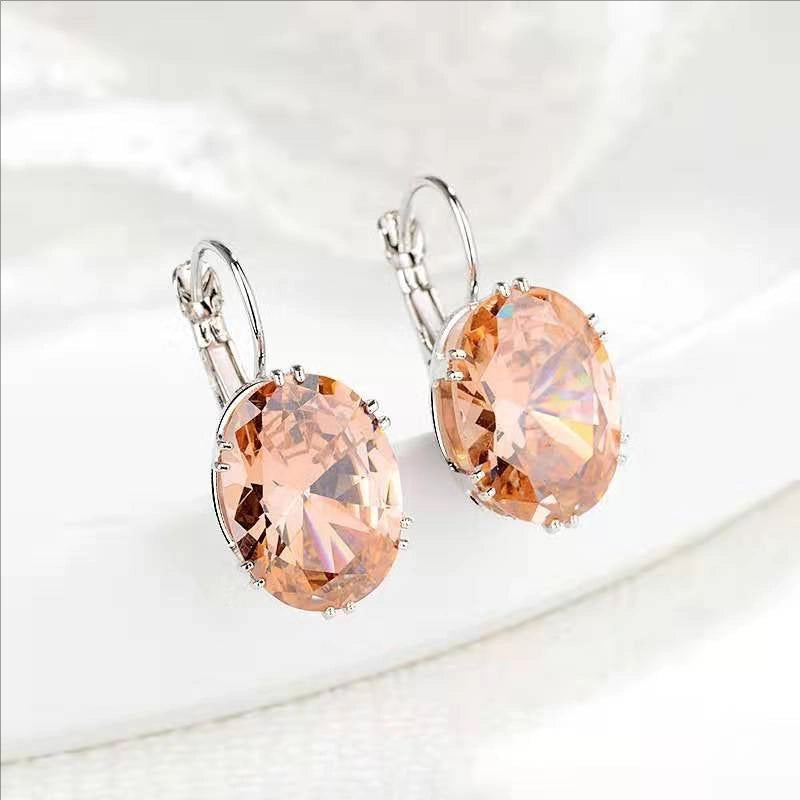 Jewelry Light Luxury Niche Colored Gemstone Stud Earrings Women’s Fashion Trendy Design Popular Earrings Earrings