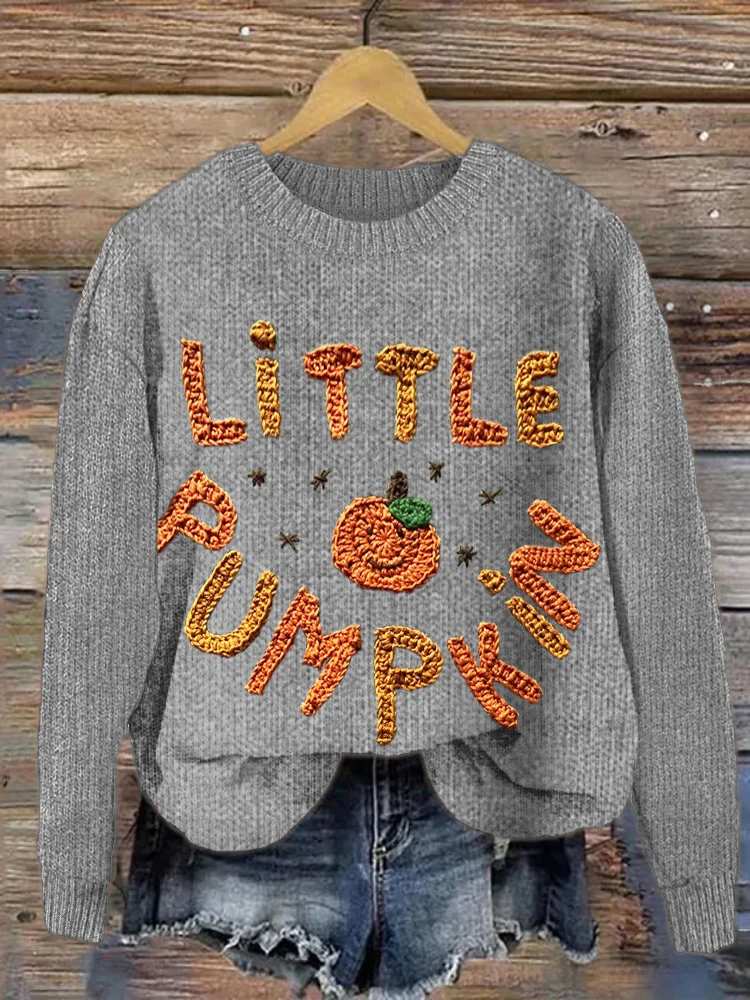 Halloween Little Pumpkin Knit Cozy Sweater