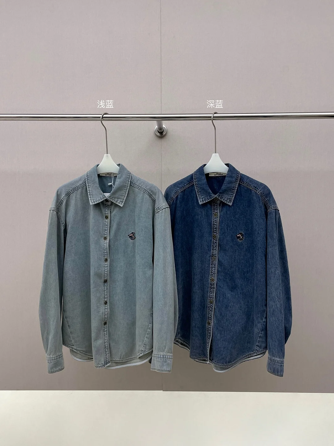 Woherb 【玳瑁】春季新品休闲翻领刺绣复古百搭纯棉牛仔衬衫外套H6347-Outfit Ideas