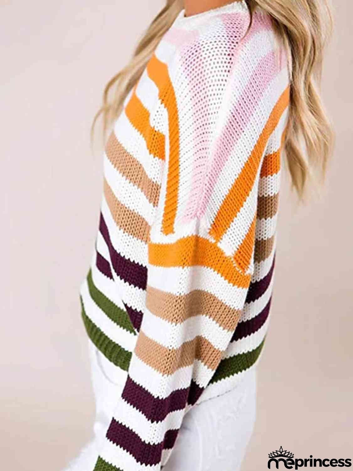 Striped Round Neck Knit Top
