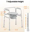 Soundfuse Bedside Commode chair with Sturdy Dual-Crossbar Support, 3 in 1 commode toilet for seniors with 7.5Qt Bucket, 350 Lbs Stable Potty Chair for Adults, Silver