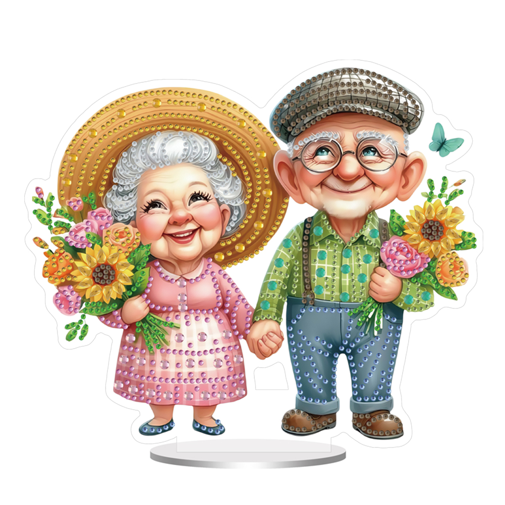 Acrylic Special Shape Old Couple Diamond Painting Desktop Ornaments for Home