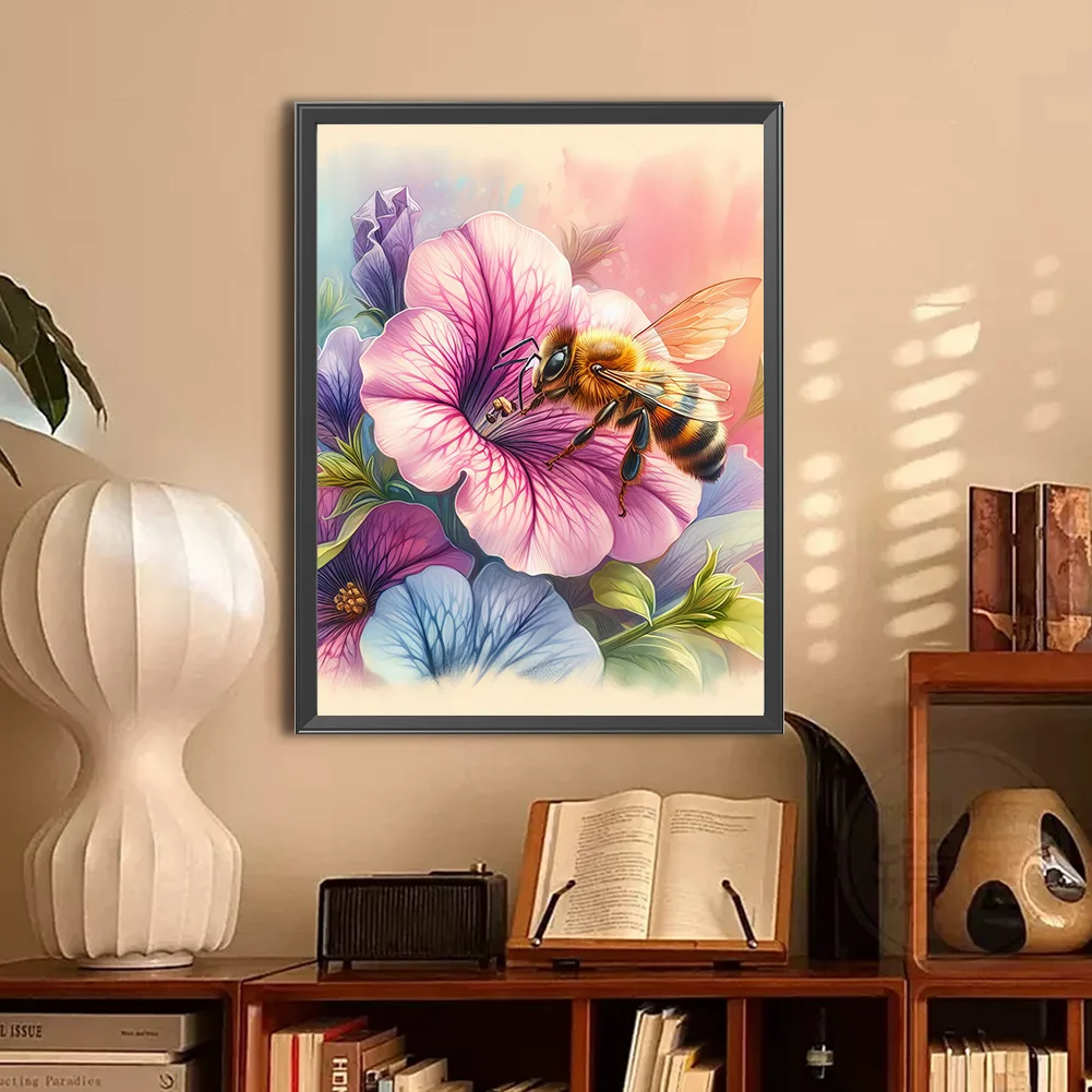 Full Round Diamond Painting 30*40cm - Flower Bee