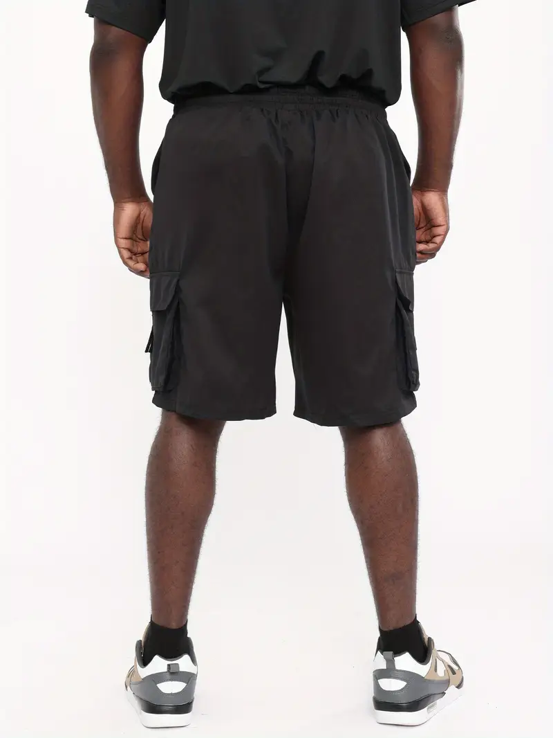 mens plus size solid color cargo shorts drawstring short pants for   chic style details 7