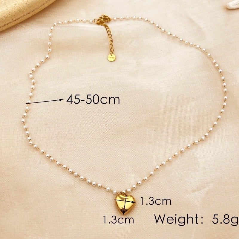Casual Elegant Heart Shape 304 Stainless Steel 18K Gold Plated Stainless Steel Necklaces