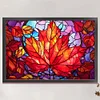 >SALE<Full Embroidery Cotton Thread 11CT Print Stain Glass Maple Cross Stitch 60x40cm