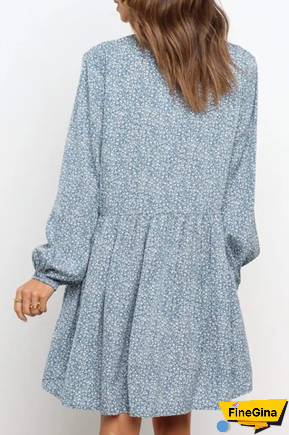 Fashion Elegant Print Split Joint V Neck A Line Dresses