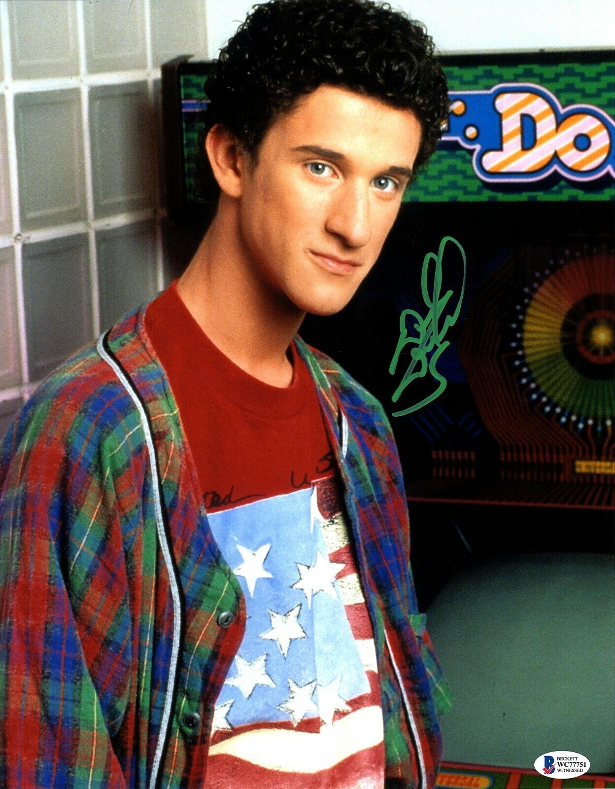 DUSTIN DIAMOND Signed SAVED BY THE BELL Screech 11x14 Photo Poster painting Beckett BAS Witness