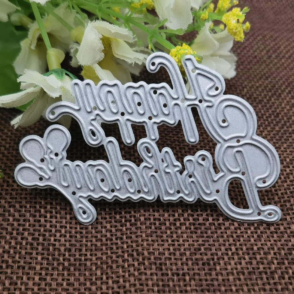 New beautiful Wish letters happy birthday Metal cutting dies Stencil Scrapbooking Photo Album Card Paper Embossing Craft DIY Die
